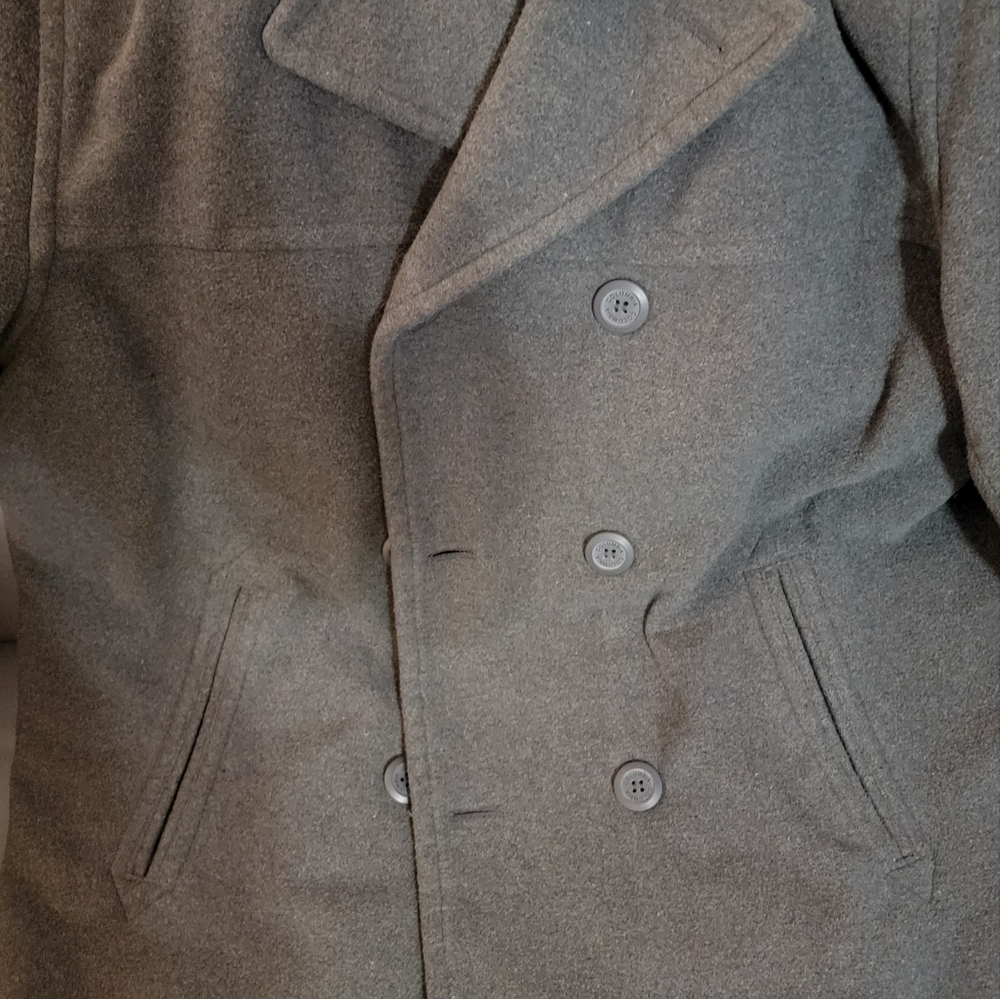 Columbia Mens Size Large Double Breasted Gray Peacoat Coat Jacket